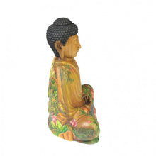 Lade das Bild in den Galerie-Viewer, Holz Buddha handbemalt mit Naturmotiven
