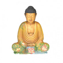 Lade das Bild in den Galerie-Viewer, Holz Buddha handbemalt mit Naturmotiven